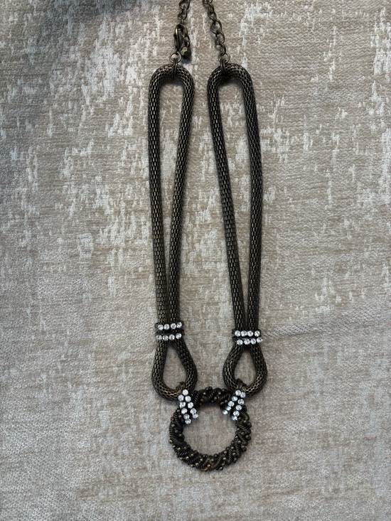 Fashion Jewelry Jewelry - Rhinestone Accented Dark Metal Statement Necklace